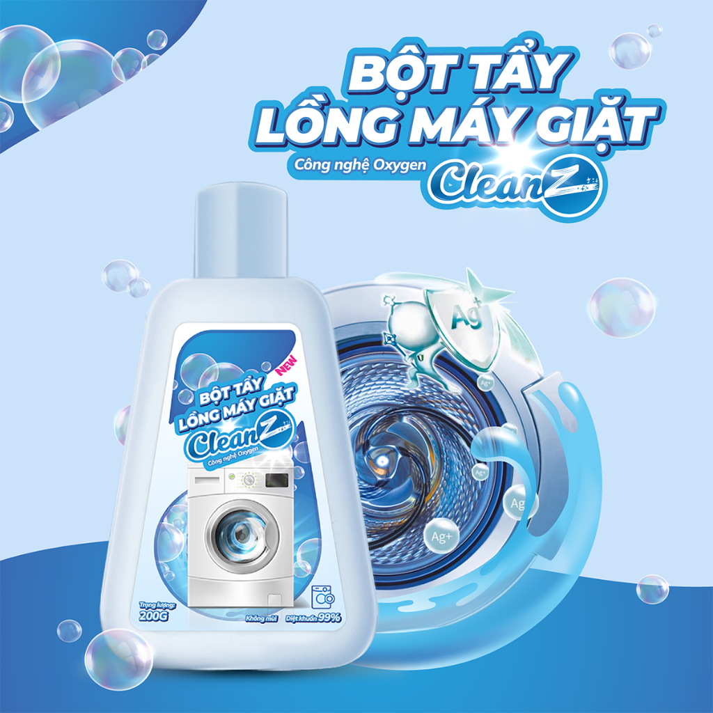 Bột Tẩy Lồng Máy Giặt Cao Cấp CleanZ Giúp Làm Sạch Và Loại Bỏ Cặn Bẩn Hiệu Quả 99% - Hộp 200g