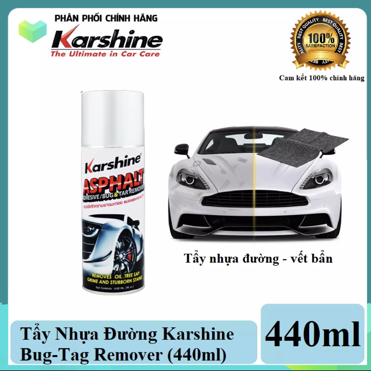 Bình xịt tẩy sạch nhựa đường, dầu, vết keo Karshine 440ml ( hàng Thái Lan)