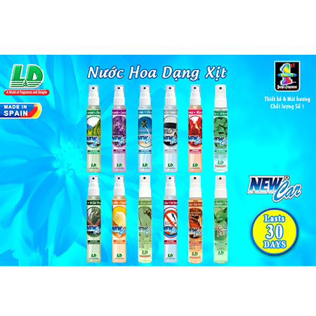 Nước hoa ô tô dạng xịt L&D 60ml (Nhiều mùi hương)