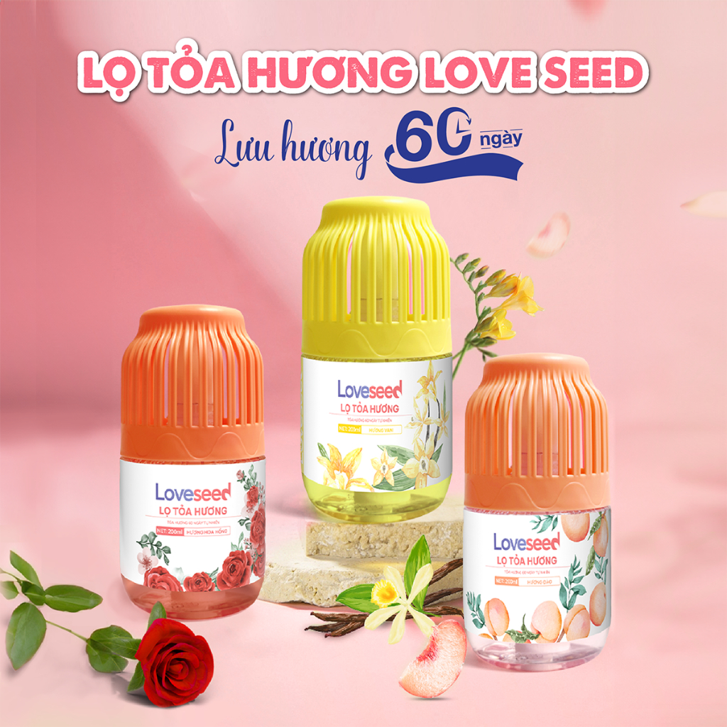 Lọ tỏa hương Loveseed hương thơm tự nhiên dễ chịu khử mùi sáp thơm phòng thế hệ mới 60 ngày - Dung t