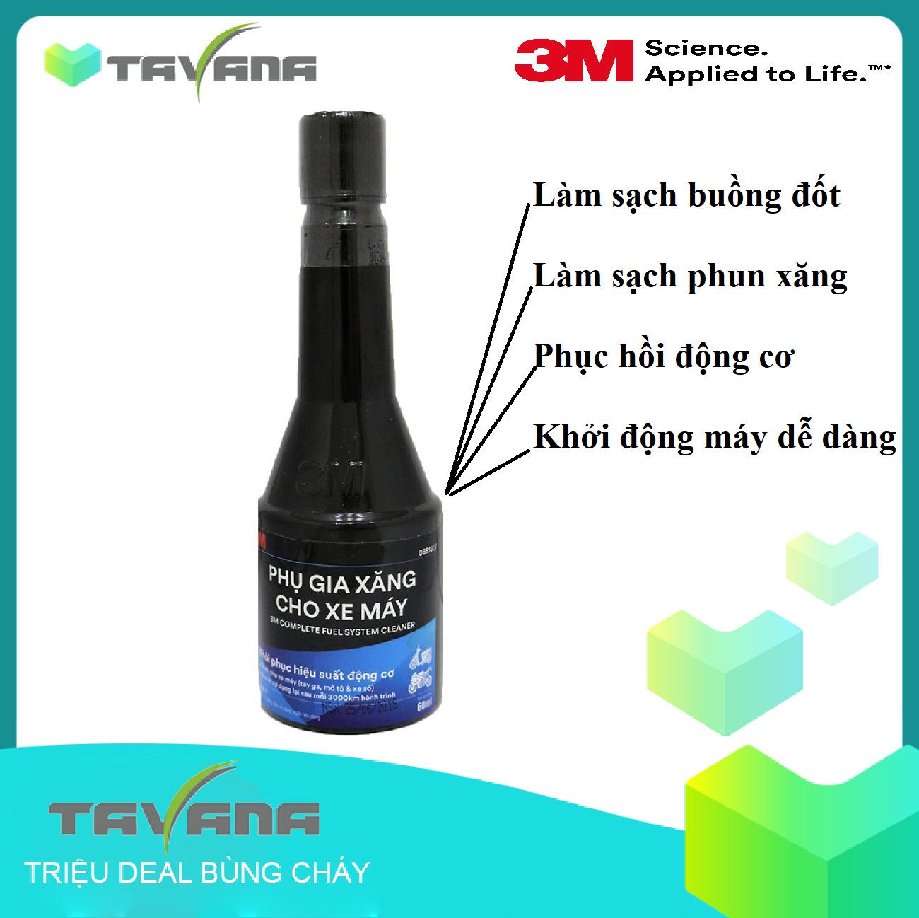 PHỤ GIA XĂNG CHO XE MÁY 3M 60ML 08813LV