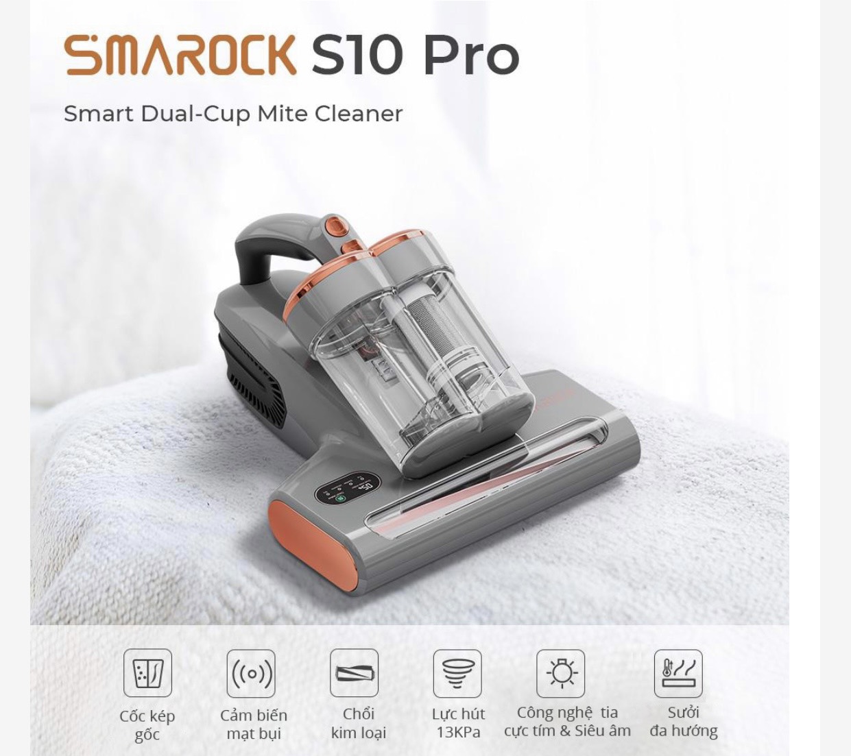 Máy hút đệm diệt khuẩn thông minh Smarock S10 Pro ( Hàng bảo hành)