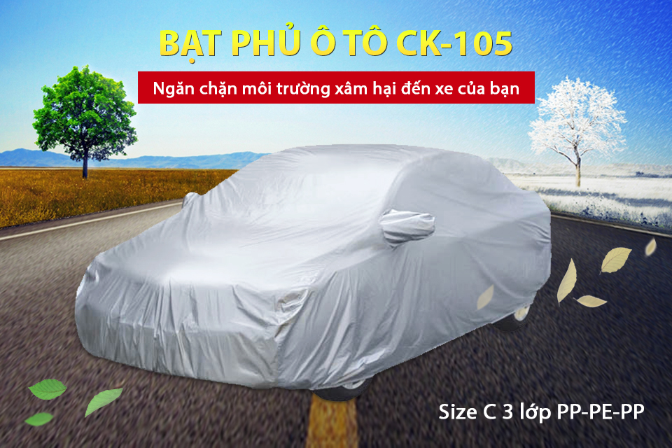 Bạt Phủ Ô Tô 4 Chỗ Thường Cind CK-105 Size C 3 Lớp PP