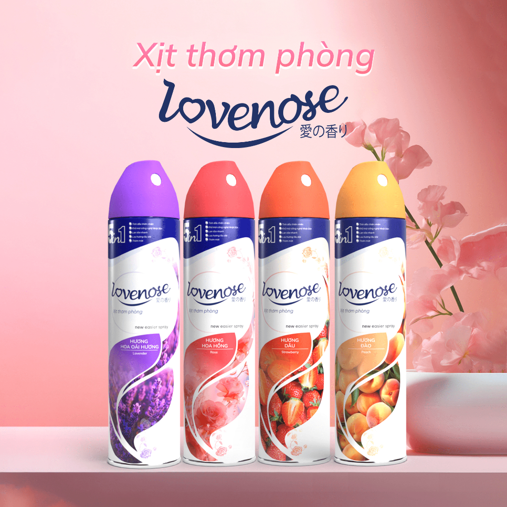 Xịt thơm phòng Lovenose, nước hoa xịt phòng hương thơm tự nhiên dễ chịu lưu hương lâu dài 320ml