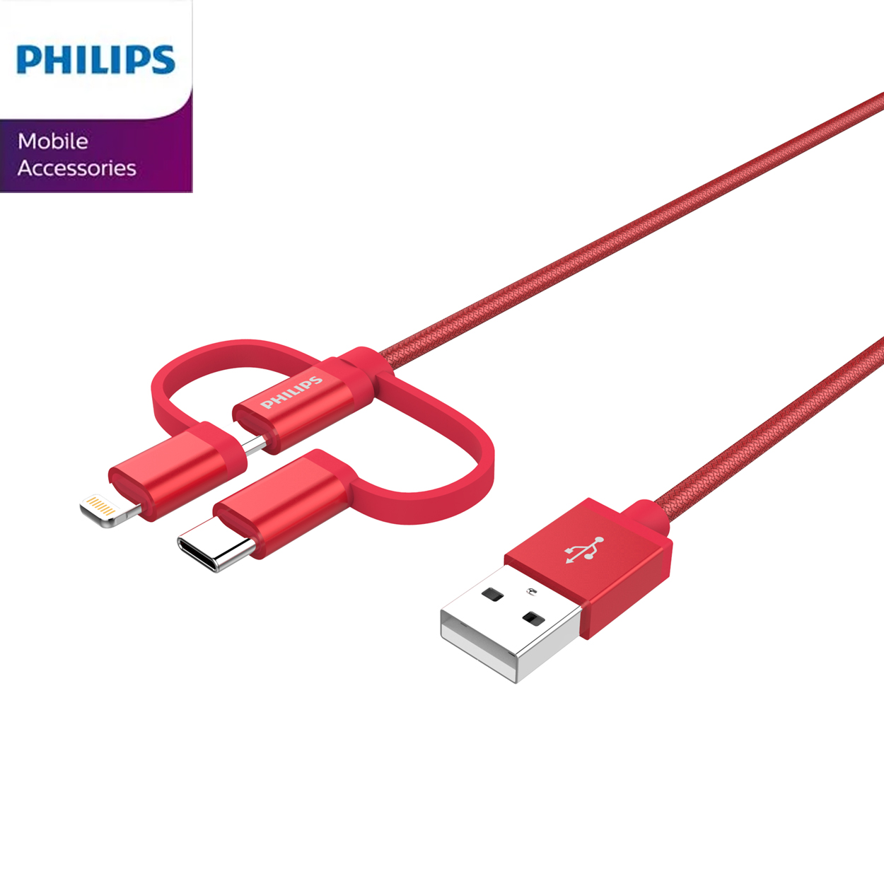 Cáp sạc Micro USB Philips DLC4540 tích hợp đầu chuyển đổi Linghtning và USB-C