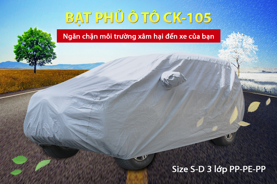 Bạt Phủ Ô Tô 7 Chỗ Cind CK-105 Size S-D 3 Lớp PP